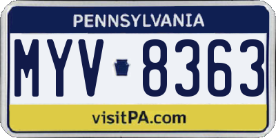 PA license plate MYV8363