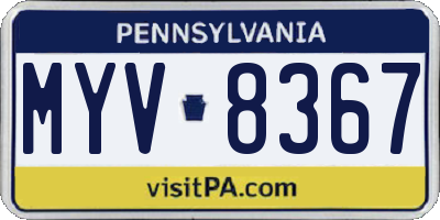 PA license plate MYV8367