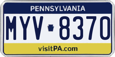 PA license plate MYV8370