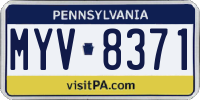 PA license plate MYV8371
