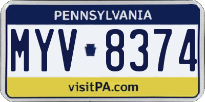 PA license plate MYV8374