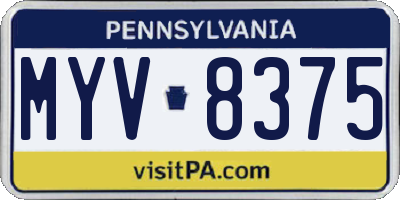 PA license plate MYV8375