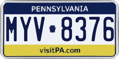 PA license plate MYV8376