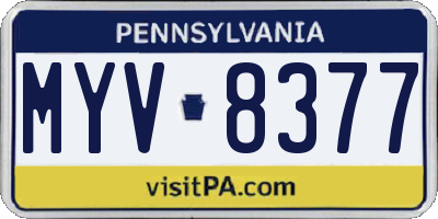 PA license plate MYV8377