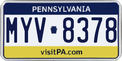 PA license plate MYV8378