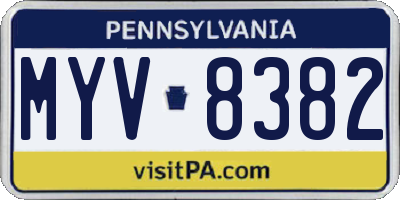 PA license plate MYV8382