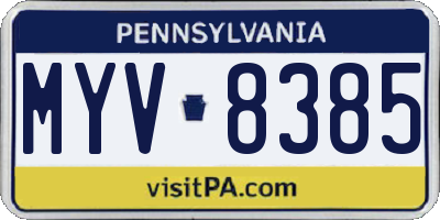 PA license plate MYV8385