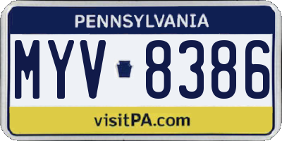 PA license plate MYV8386