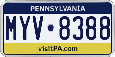 PA license plate MYV8388