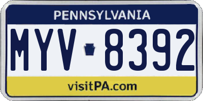 PA license plate MYV8392