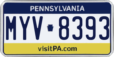 PA license plate MYV8393