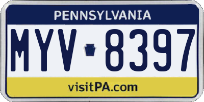 PA license plate MYV8397