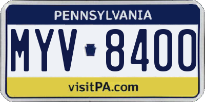 PA license plate MYV8400