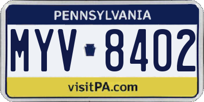 PA license plate MYV8402