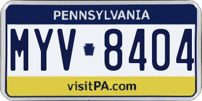 PA license plate MYV8404