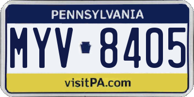PA license plate MYV8405