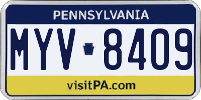 PA license plate MYV8409