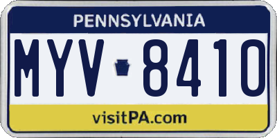 PA license plate MYV8410