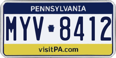 PA license plate MYV8412
