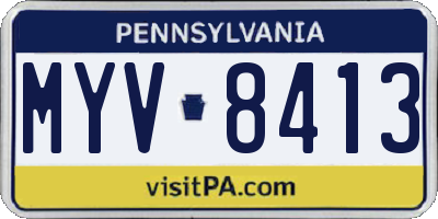 PA license plate MYV8413