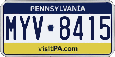 PA license plate MYV8415