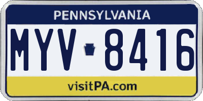 PA license plate MYV8416