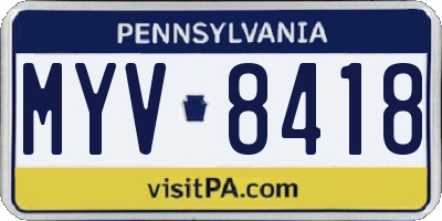 PA license plate MYV8418