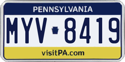 PA license plate MYV8419