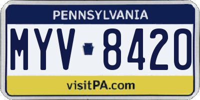 PA license plate MYV8420