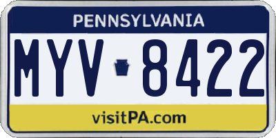 PA license plate MYV8422