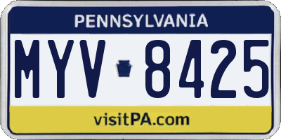 PA license plate MYV8425