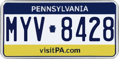PA license plate MYV8428