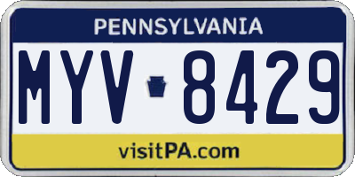 PA license plate MYV8429