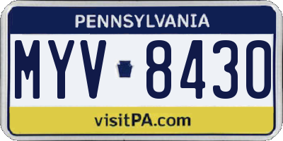 PA license plate MYV8430