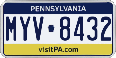PA license plate MYV8432