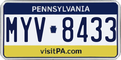 PA license plate MYV8433