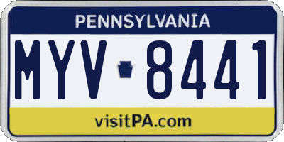 PA license plate MYV8441