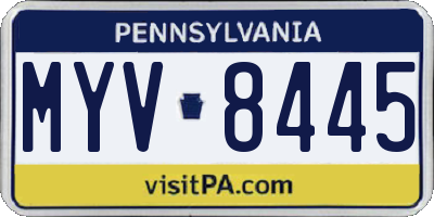 PA license plate MYV8445