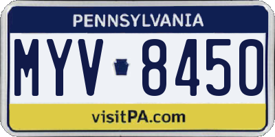 PA license plate MYV8450
