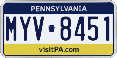 PA license plate MYV8451