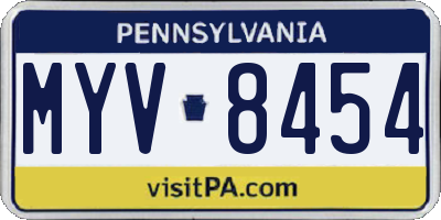 PA license plate MYV8454
