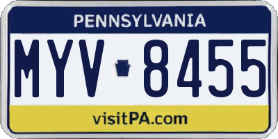PA license plate MYV8455