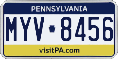 PA license plate MYV8456