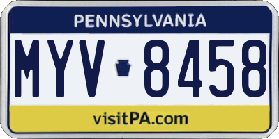 PA license plate MYV8458