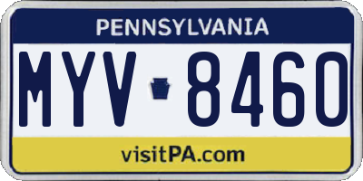 PA license plate MYV8460