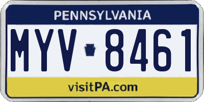 PA license plate MYV8461