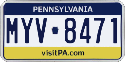 PA license plate MYV8471