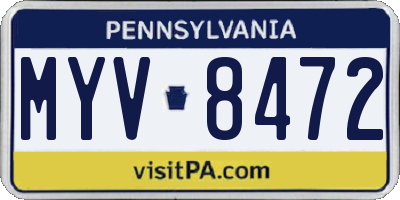 PA license plate MYV8472