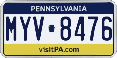 PA license plate MYV8476