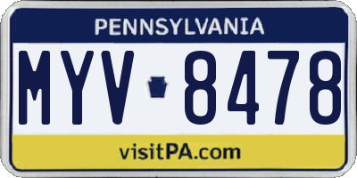 PA license plate MYV8478